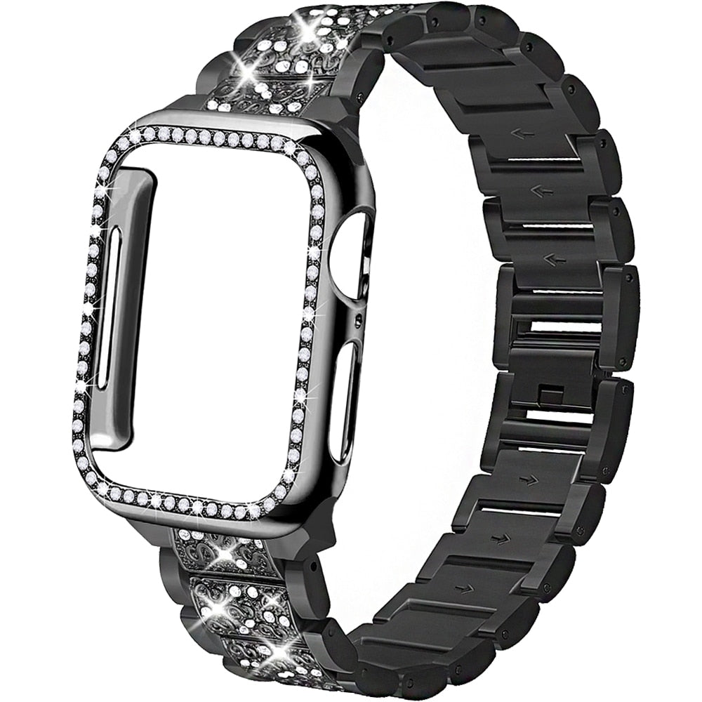 Luxury designer Apple Watch 2pcs Case & band strap set, bling ladies –  www.