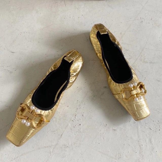 Shiny Ballerina Style Flat Shoes