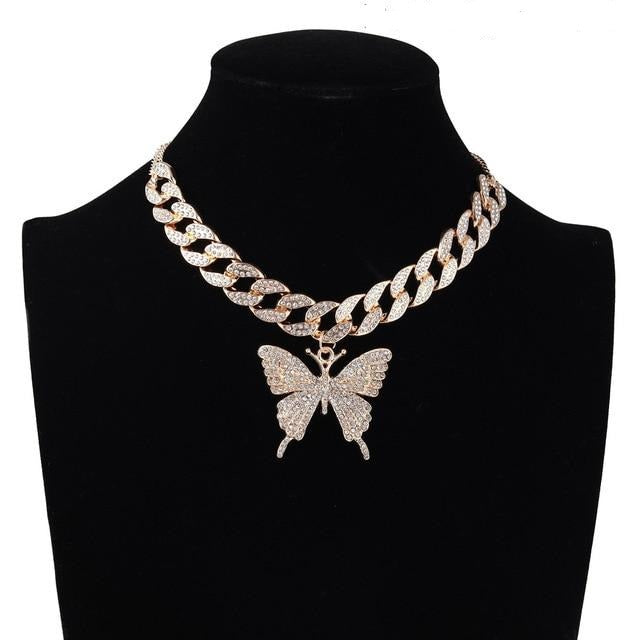 Bling Butterfly Choker Necklace