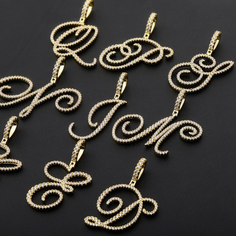 Bling Letter Pendant & Chain